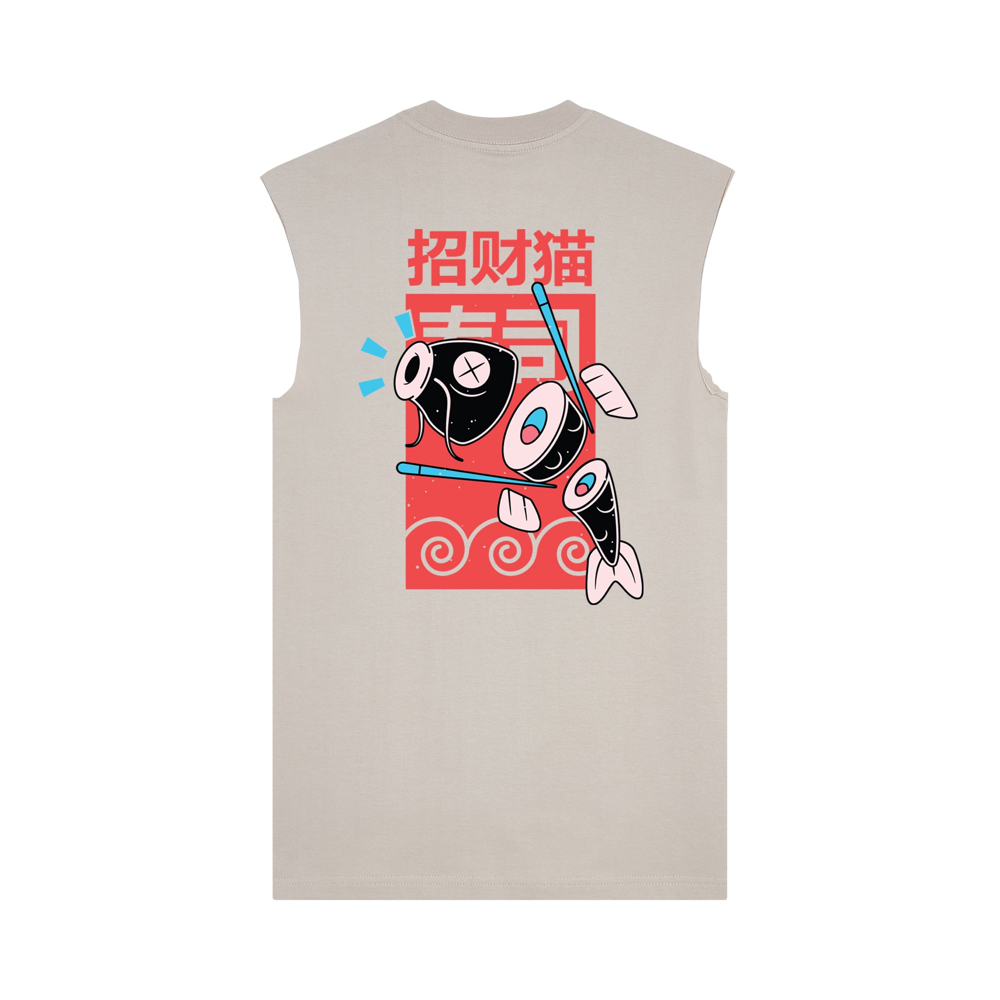 Sakana Muscle Tee — Oat Back | Wear Kazumi