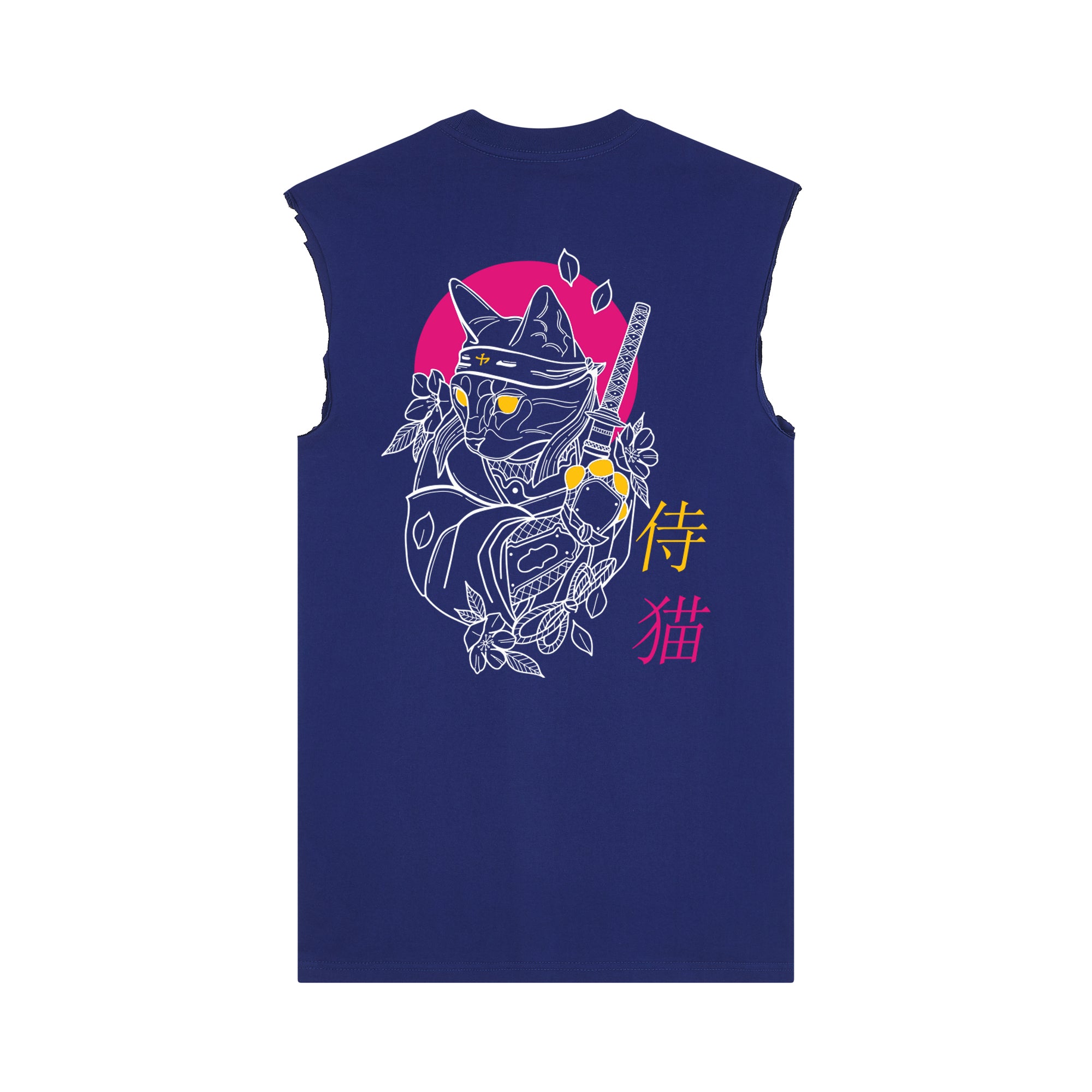 Shinobi Neko Muscle Tee — Blue Back | Wear Kazumi