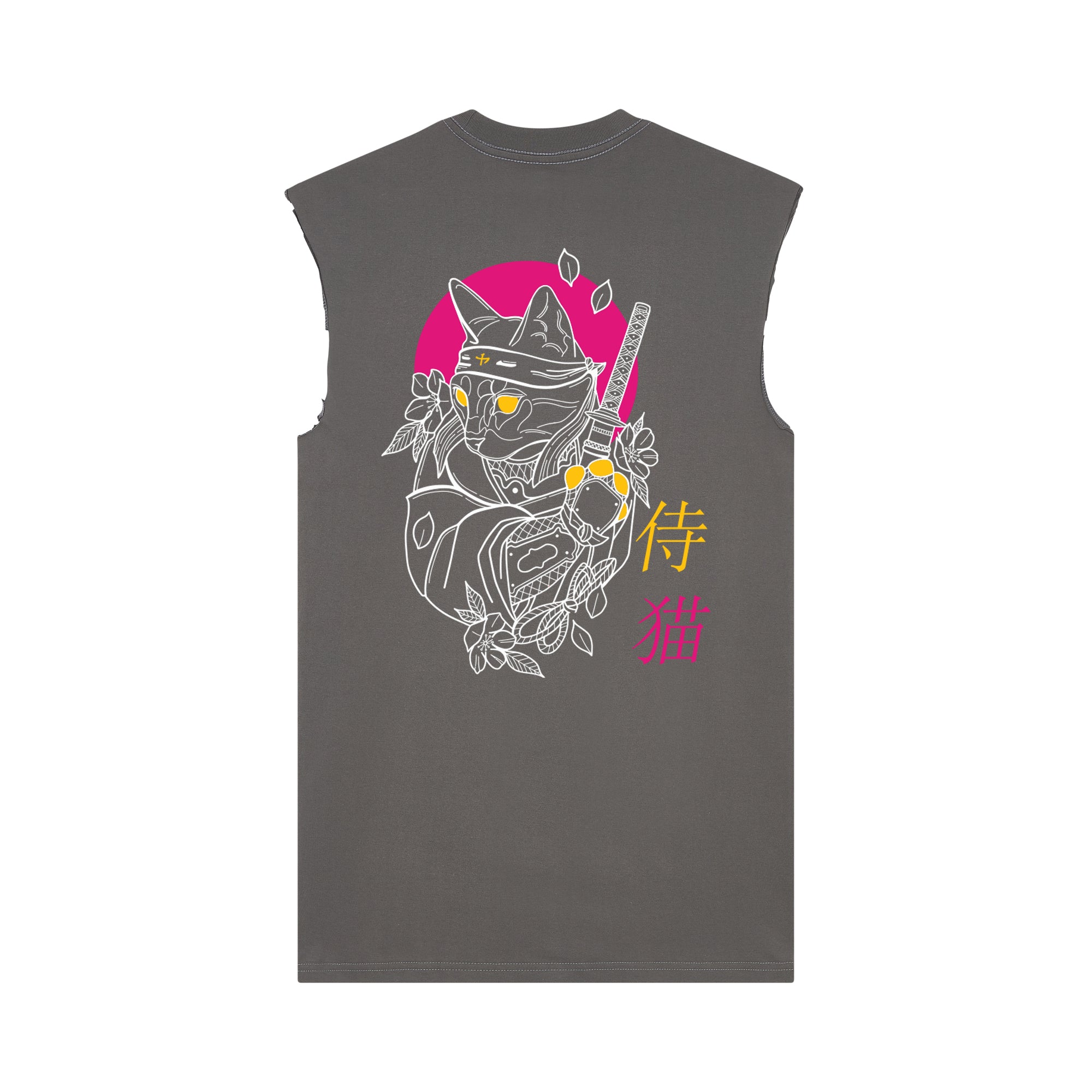 Shinobi Neko Muscle Tee — Gray Back | Wear Kazumi