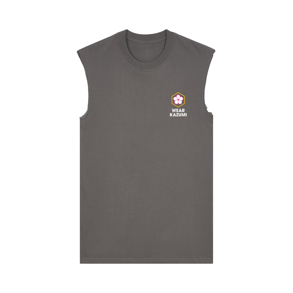 Shinobi Neko Muscle Tee — Gray Front | Wear Kazumi