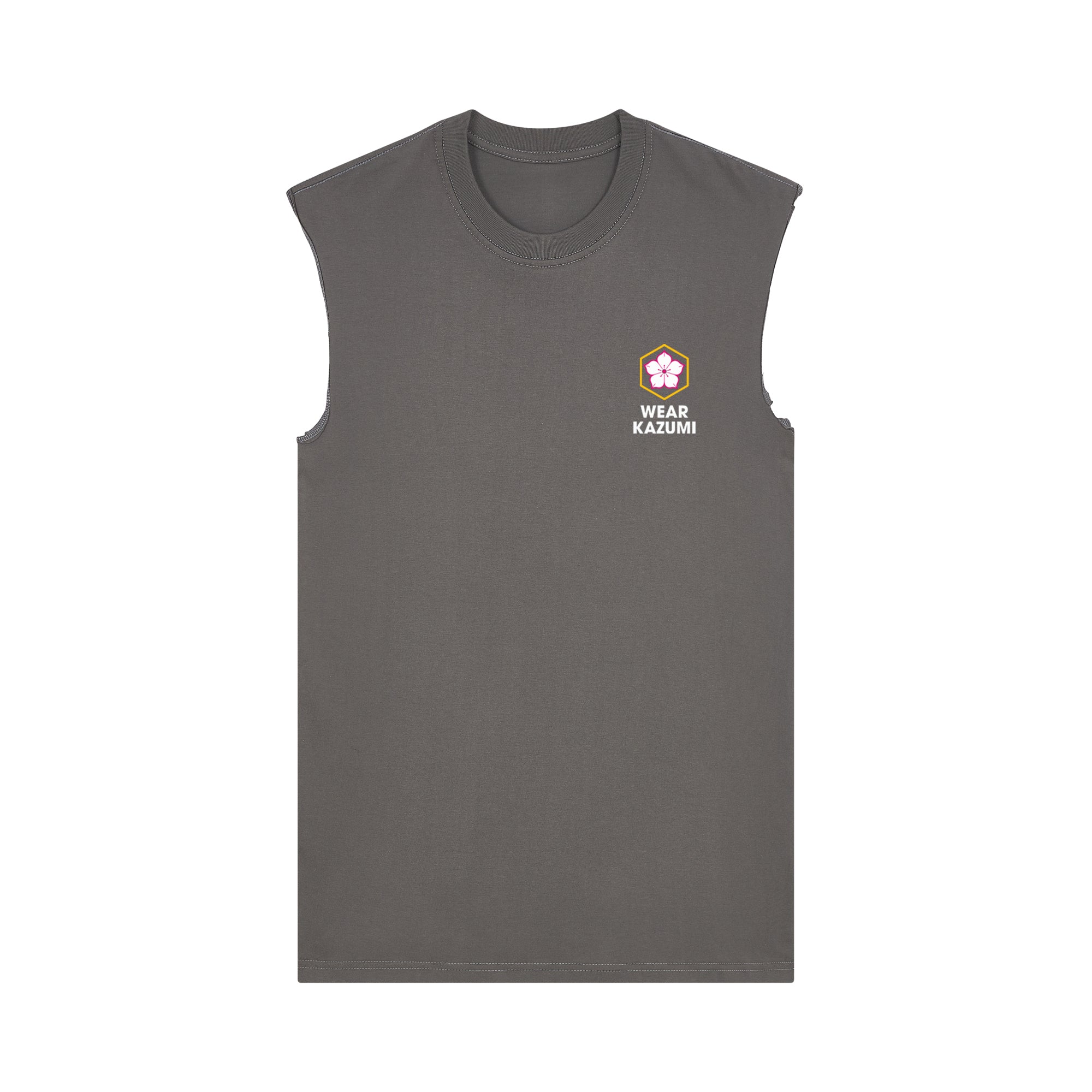 Shinobi Neko Muscle Tee — Gray Front | Wear Kazumi