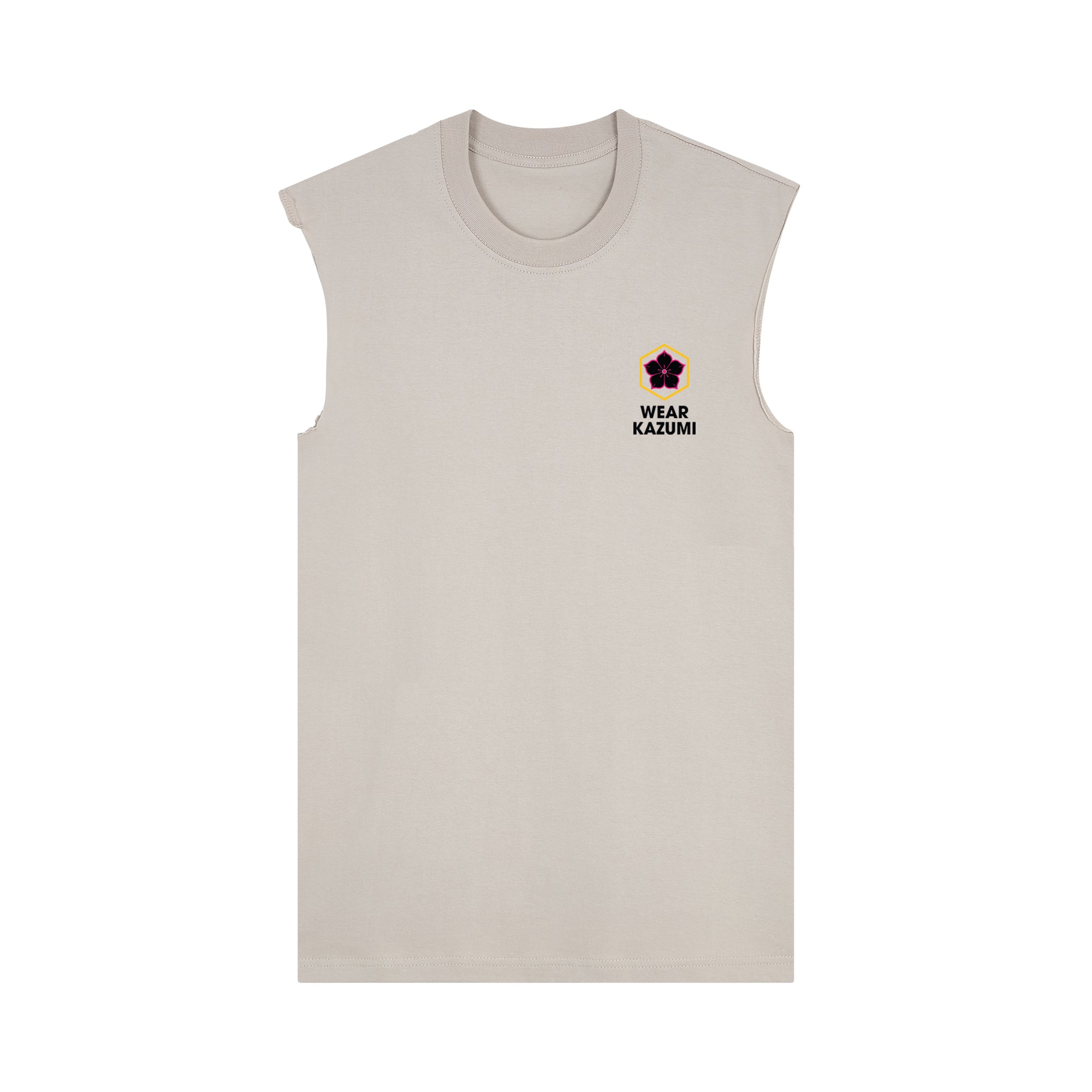 Shinobi Neko Muscle Tee — Oat Front | Wear Kazumi