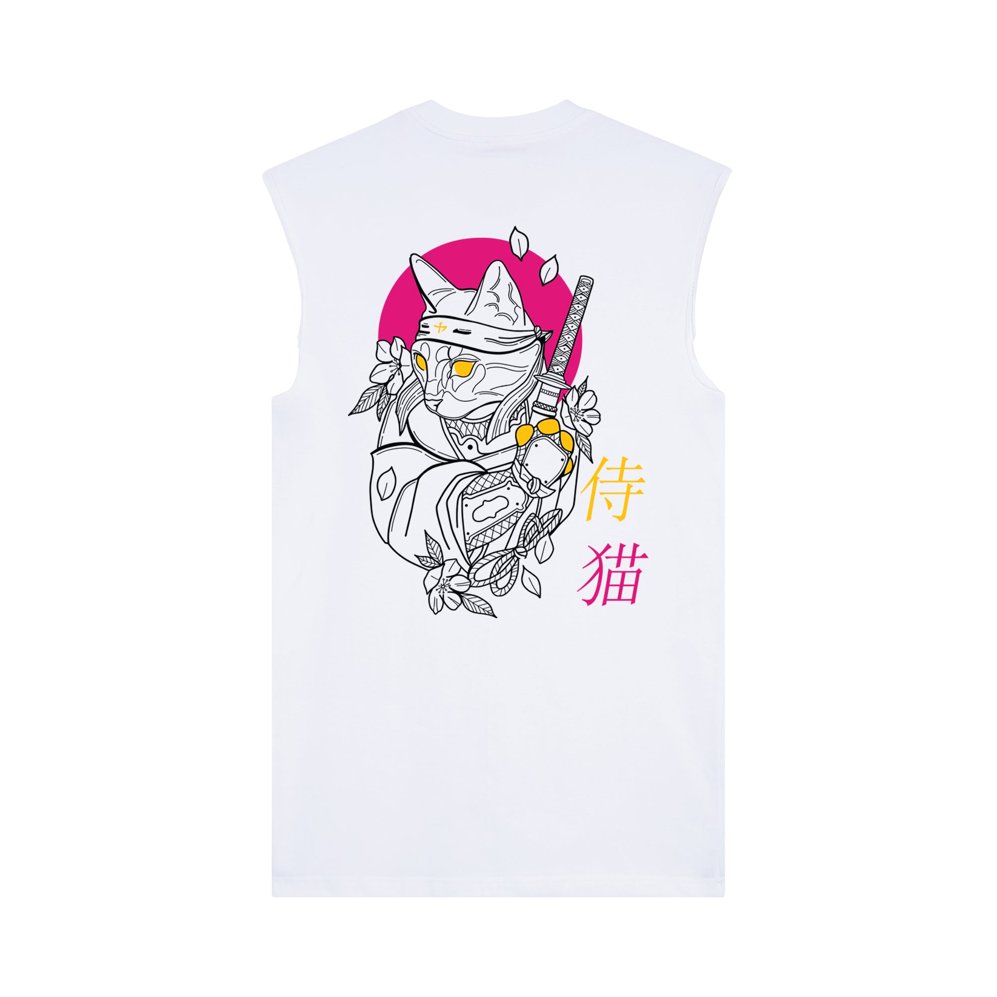 Shinobi Neko Muscle Tee — White Back | Wear Kazumi