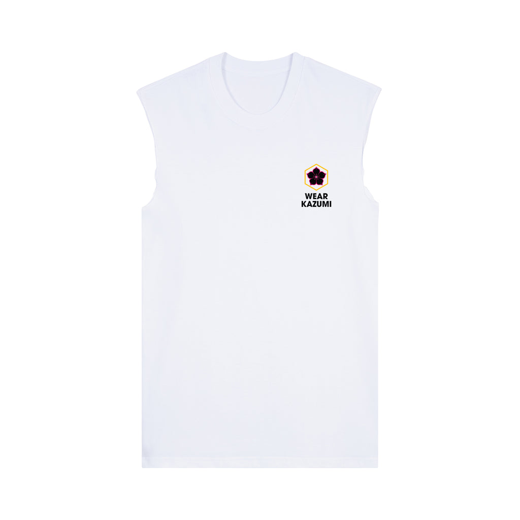 Shinobi Neko Muscle Tee — White Front | Wear Kazumi