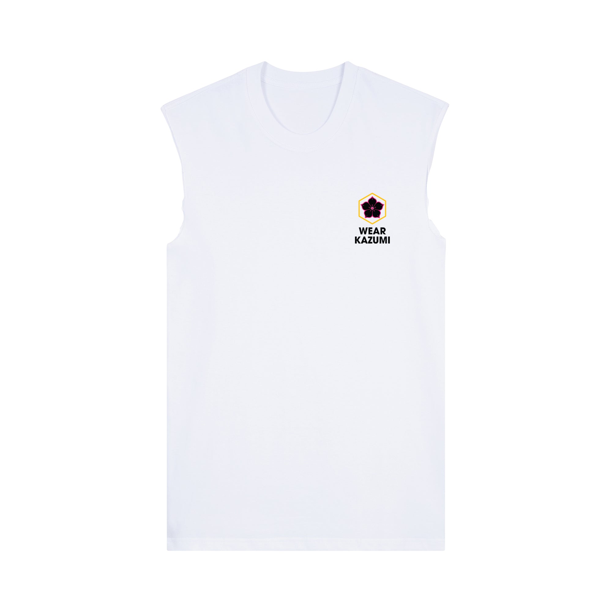 Shinobi Neko Muscle Tee — White Front | Wear Kazumi