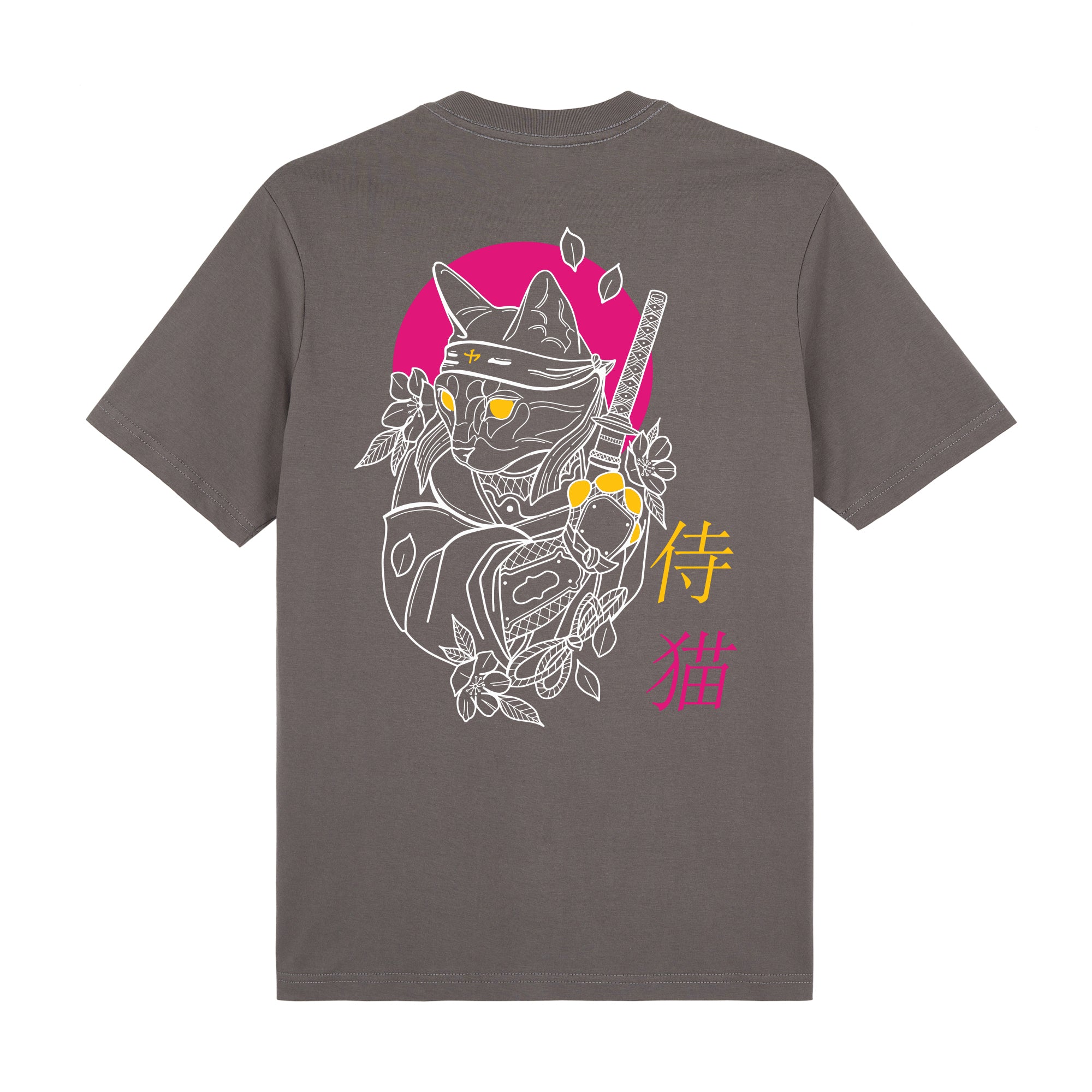 Shinobi Neko Premium T-Shirt — Gray Back | Wear Kazumi