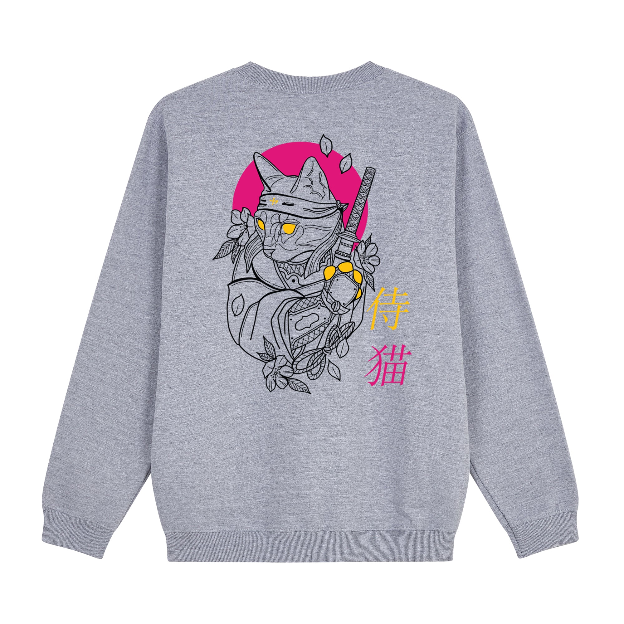 Shinobi Neko Sweatshirt — Gray Back | Wear Kazumi