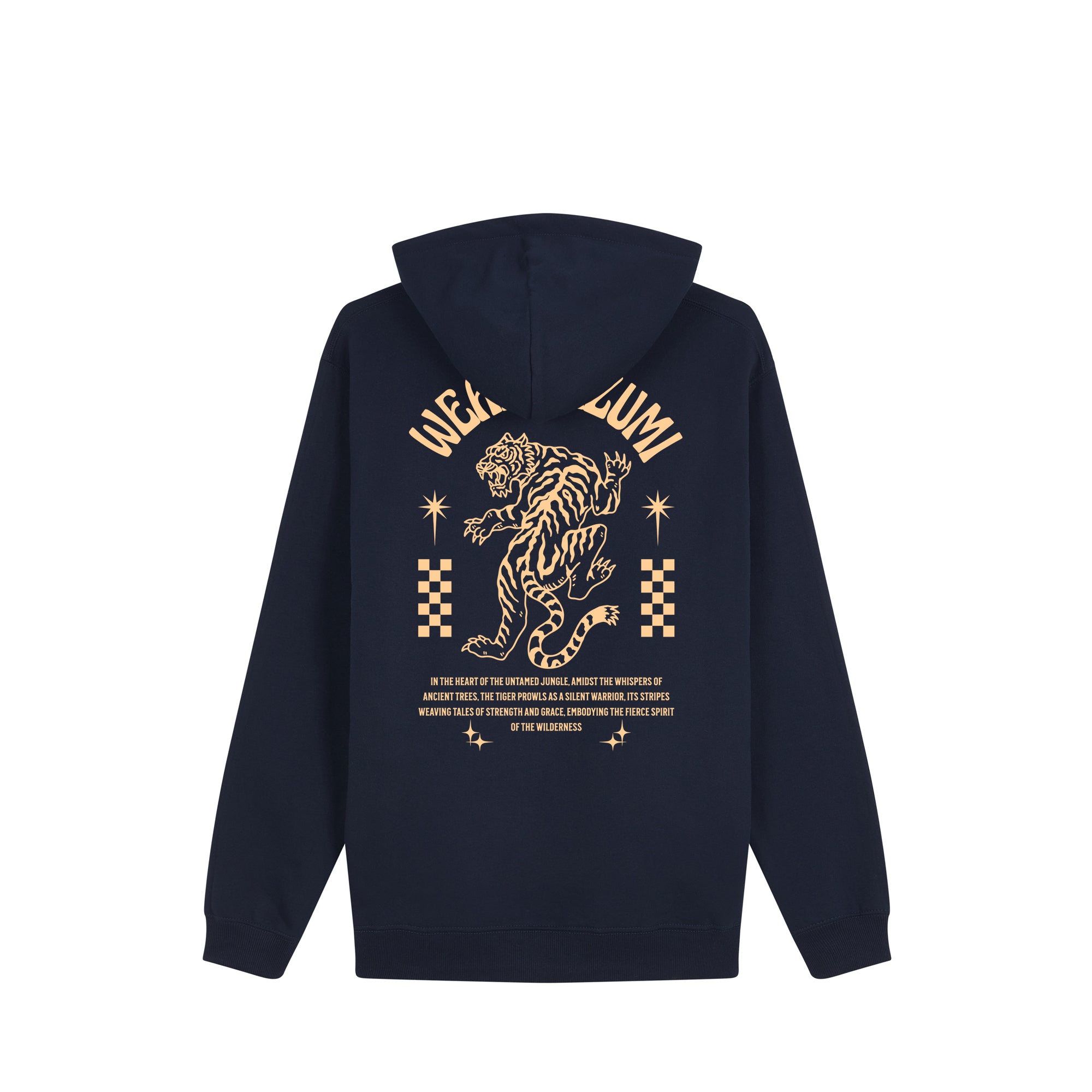 Tiger Hoodie — Navy Back | Wear Kazumi