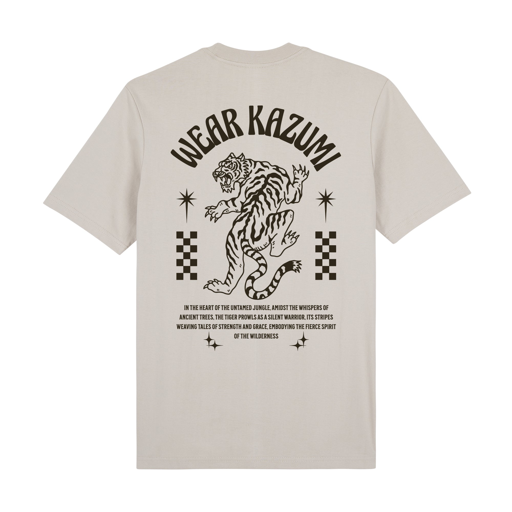 Tiger Premium T-Shirt — Beige Back | Wear Kazumi