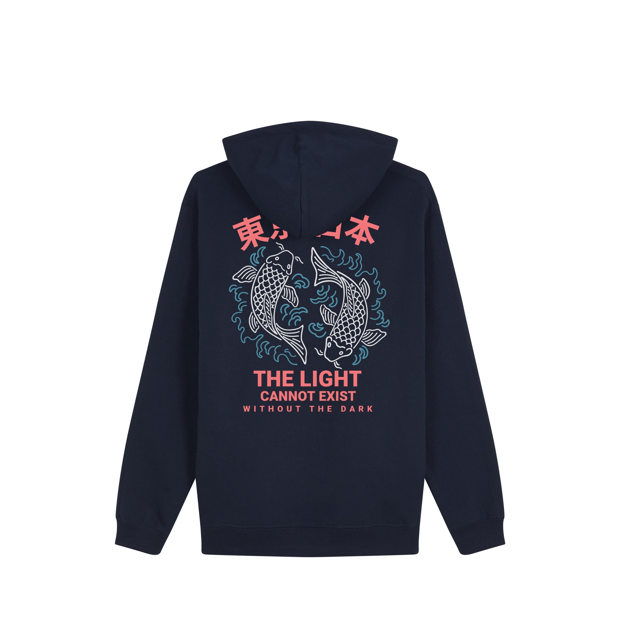 Twin Koi Hoodie — Navy Back | Wear Kazumi