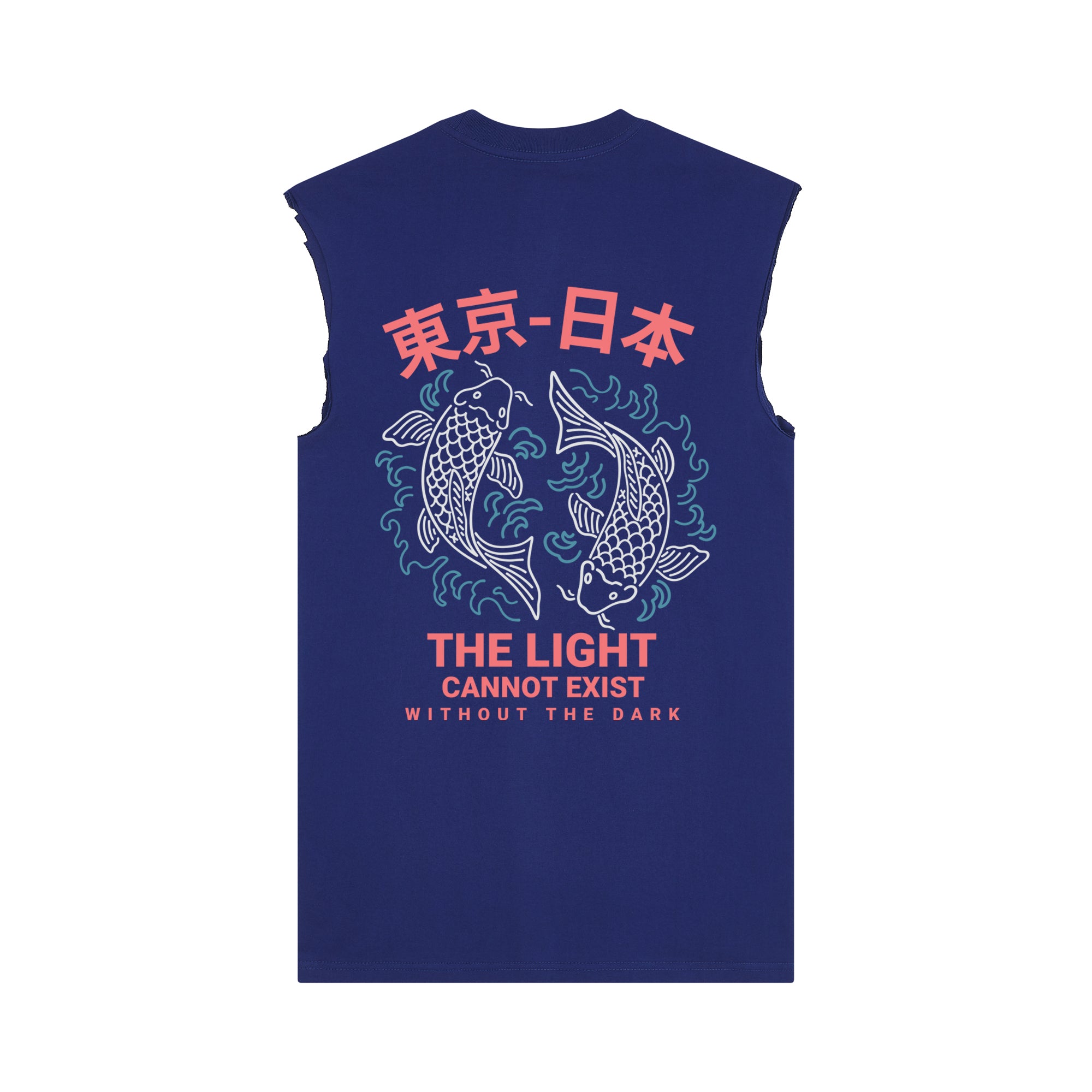 Twin Koi Muscle Tee — Blue Back | Wear Kazumi