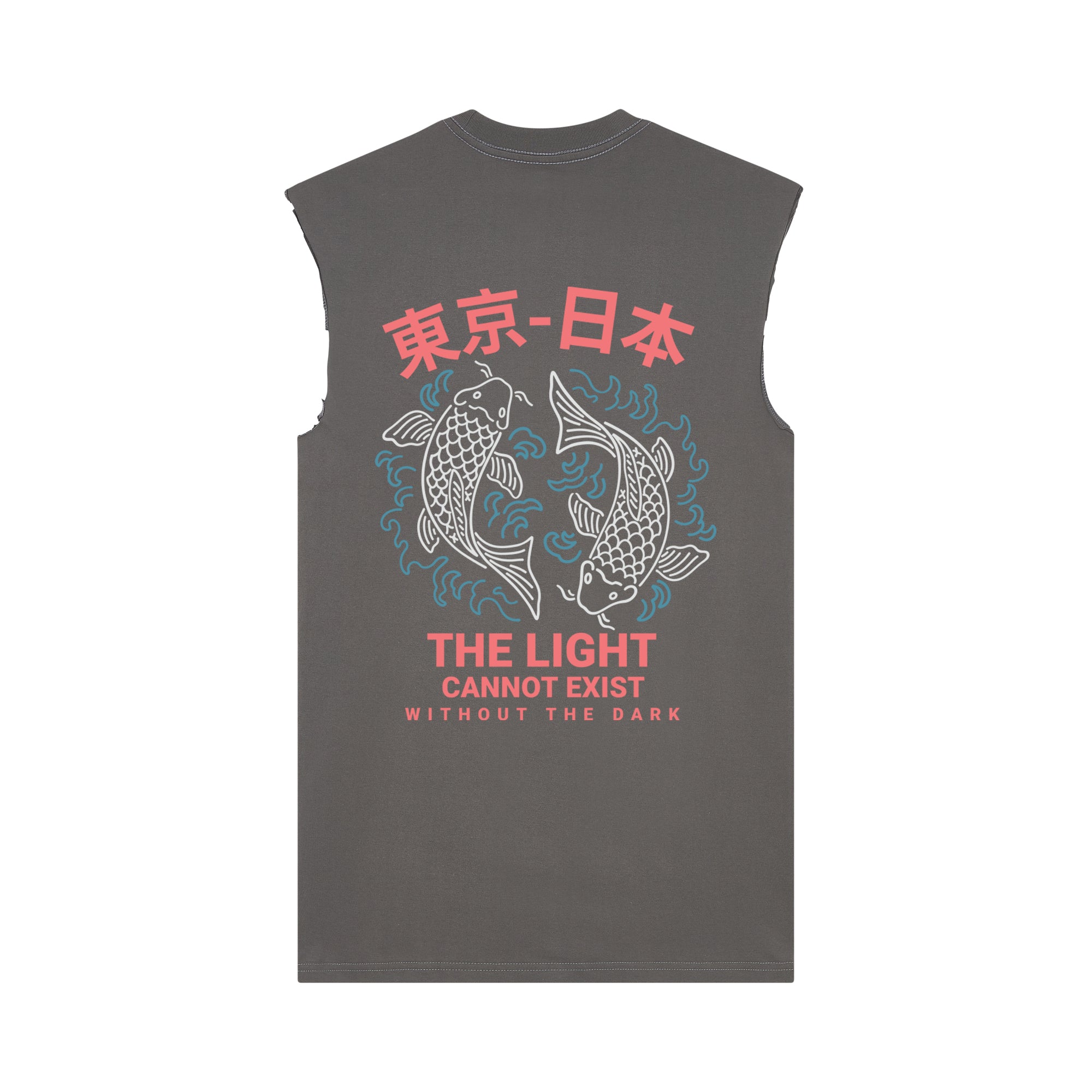 Twin Koi Muscle Tee — Gray Back | Wear Kazumi