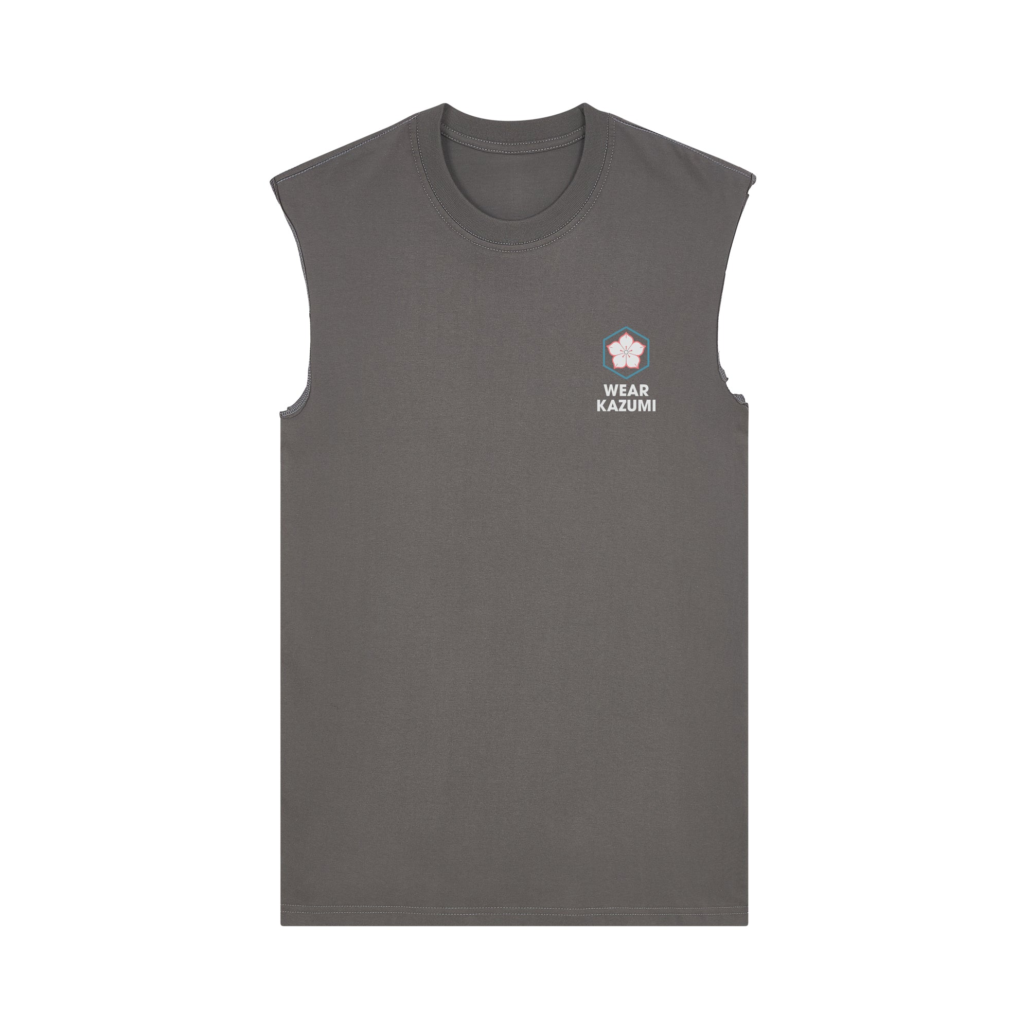 Twin Koi Muscle Tee — Gray Front | Wear Kazumi